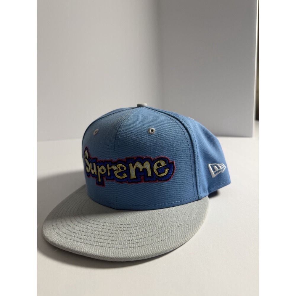 Supreme Gonz Logo New Era Fitted Hat Sz 7 3/4 Light Blue SS21 100% Authentic*